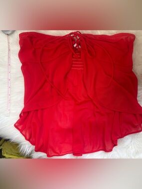 Victoria's Secret Red Sheer Lace-Up Chemise